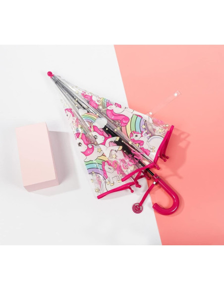 Paraguas Burbuja Transparente Wxjiahetai Rojo Unicornio