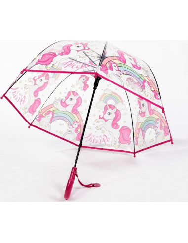 Paraguas Burbuja Transparente Wxjiahetai Rojo Unicornio
