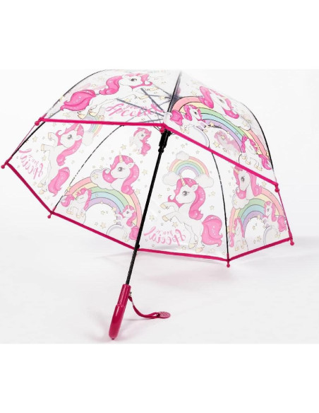 Paraguas Burbuja Transparente Wxjiahetai Rojo Unicornio