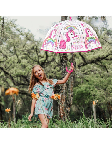 Paraguas Burbuja Transparente Wxjiahetai Rojo Unicornio