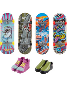 Set Hot Wheels Skate Tony Hawk 4 Fingerboards y 2 Zapatillas 2