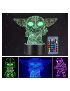Lámpara 3D Star Wars Manco - Baby Yoda, Darth Vader, 16 Colores
