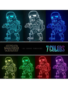 Lámpara 3D Star Wars Manco - Baby Yoda, Darth Vader, 16 Colores 2