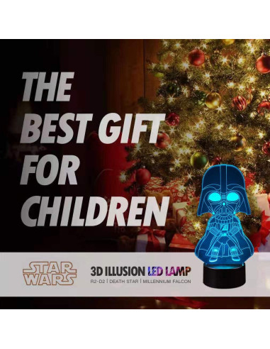 Lámpara 3D Star Wars Manco - Baby Yoda, Darth Vader, 16 Colores