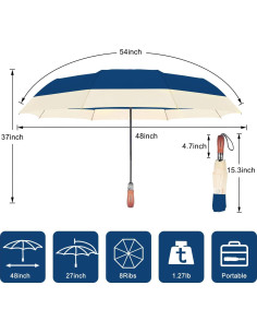 Paraguas de Golf Lejorain Compacto 137 cm Automático Resistente 2