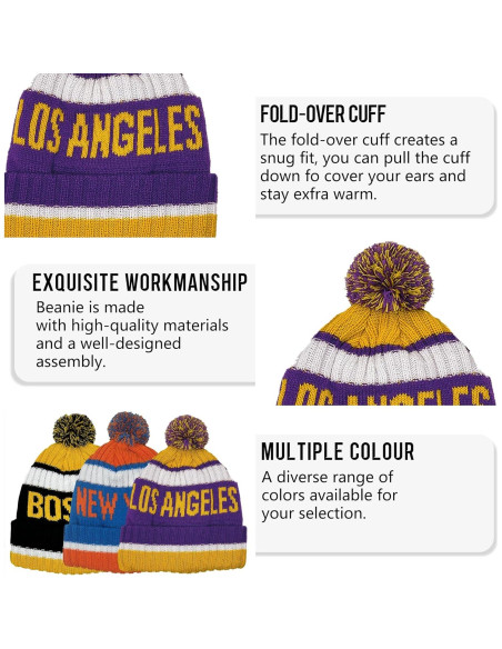 Gorro de punto City Beanie con pompon para invierno