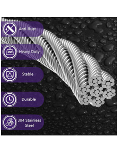 Cable de Acero Inoxidable 1/8" (0,32 cm) 100FT (30,48 m) YaJing 2