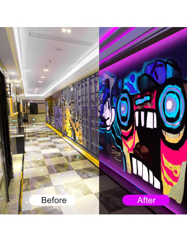 Tira LED UV 2M LYGZM 120 LEDs Luz Negra USB Efecto Fiesta