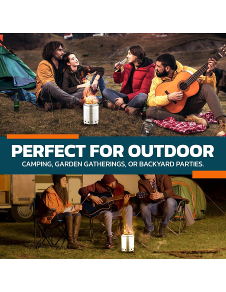 Estufa de Fuego a Leña Campior 15 cm Acero Inoxidable Portátil