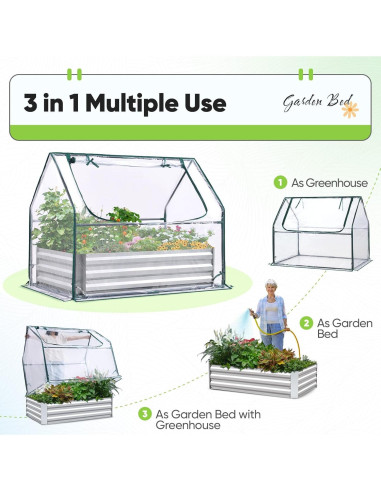 Cama de Jardín Elevada Quictent con Invernadero 1,22x0,79m