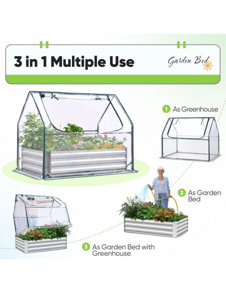 Cama de Jardín Elevada Quictent con Invernadero 1,22x0,79m