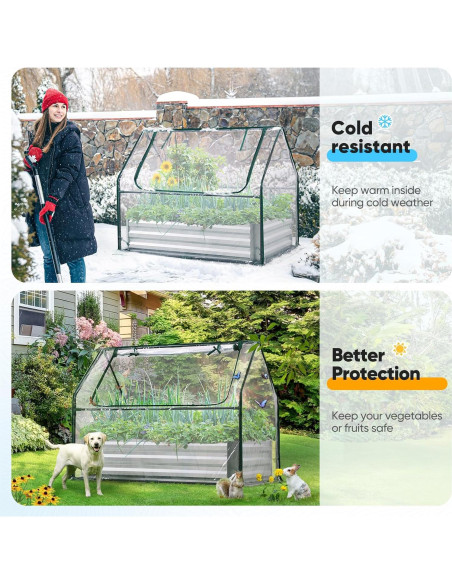 Cama de Jardín Elevada Quictent con Invernadero 1,22x0,79m