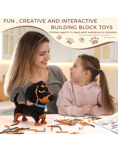 Juego de Bloques 3D Perro Dachshund GaoDeBuChou 2100 Piezas
