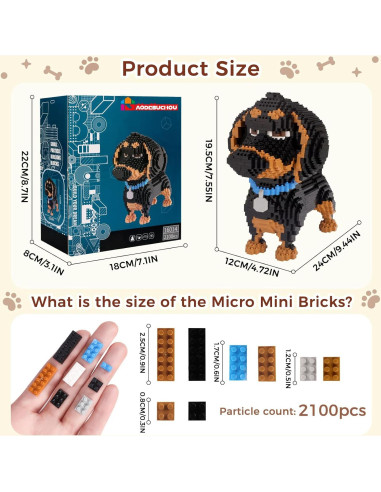 Juego de Bloques 3D Perro Dachshund GaoDeBuChou 2100 Piezas