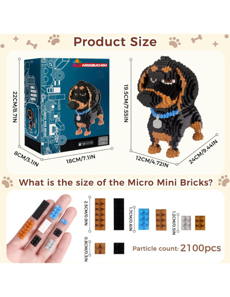 Juego de Bloques 3D Perro Dachshund GaoDeBuChou 2100 Piezas