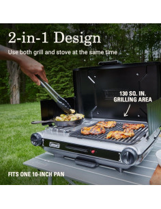 Parrilla y Estufa Coleman Clásico 2-en-1 Gas 20,000 BTUs 2