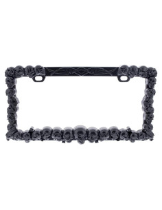 Marco de Placa de Licencia Calavera Negra United Pacific 17.3x33.4cm