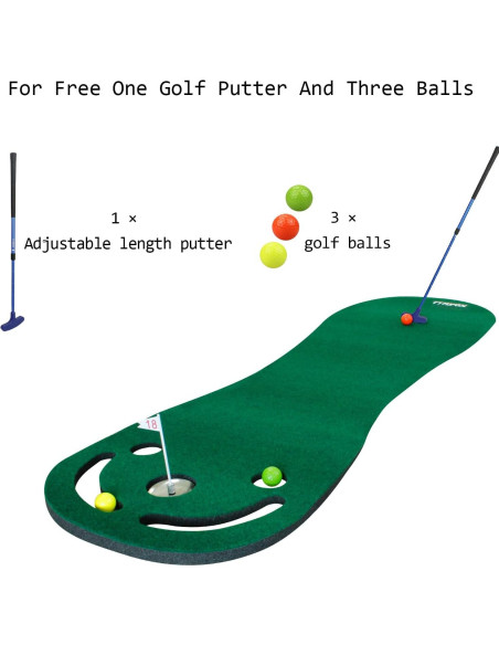 Alfombra de Putting KOFULL 198 cm con Putter y Pelotas