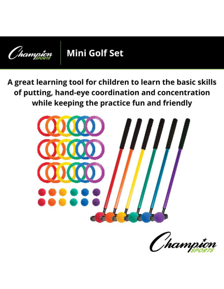Set de Golf Mini Champion Sports - 6 Putters y 18 Pelotas