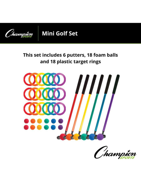 Set de Golf Mini Champion Sports - 6 Putters y 18 Pelotas