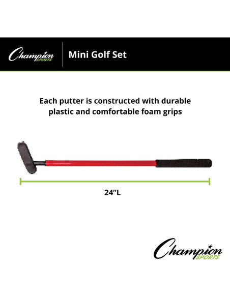 Set de Golf Mini Champion Sports - 6 Putters y 18 Pelotas