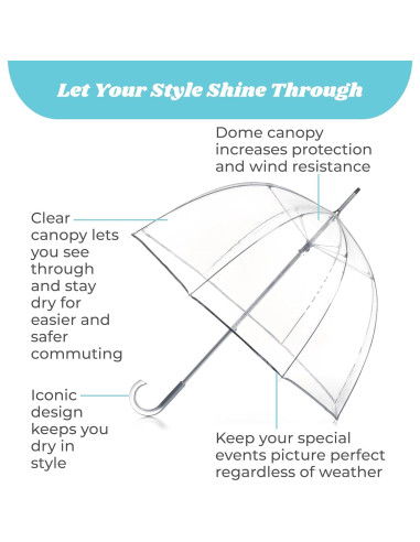 Paraguas Burbuja Totes para Adultos Transparente 129,54 cm