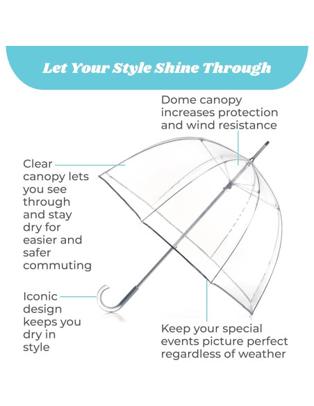 Paraguas Burbuja Totes para Adultos Transparente 129,54 cm