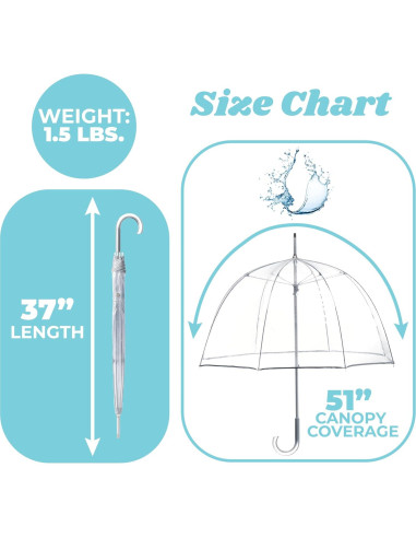 Paraguas Burbuja Totes para Adultos Transparente 129,54 cm
