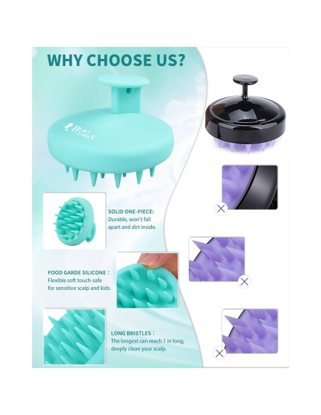 BEAUTLOHAS Cepillo Masajeador de Cuero Cabelludo Verde