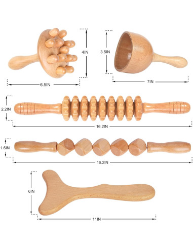 Kit de Maderoterapia 5-en-1 Komogir para Masaje Corporal