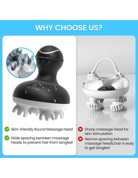 Masajeador Eléctrico COMFIER CF-4902BLK para Cuero Cabelludo