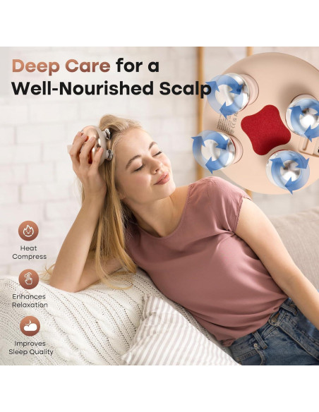 Masajeador de Cabeza Arboleaf Calefaccionado Rosa