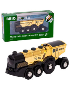 Tren de Juguete BRIO 33630 Locomotora Dorada con Luz y Sonido 2