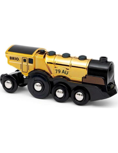 Tren de Juguete BRIO 33630 Locomotora Dorada con Luz y Sonido