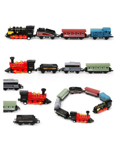 Hanaive 2 Juegos de Tren Miniatura Locomotora Retro 20cm