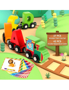 Juego de Tren de Letras de Madera Vanmor 27 Piezas ABC 2