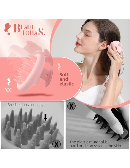Cepillo de Masaje para Cuero Cabelludo Beautlohas Rosa