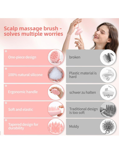 Cepillo de Masaje para Cuero Cabelludo Beautlohas Rosa