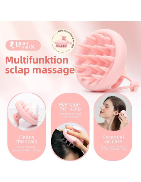Cepillo de Masaje para Cuero Cabelludo Beautlohas Rosa