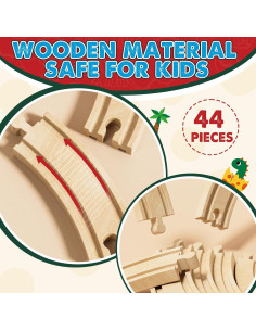 Juego de Tren de Madera Lehoo Castle Dinosaurios 32.5x10.9cm 2