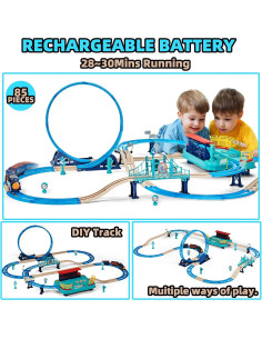 Juego de tren 85 piezas SUYE con estación y luces 2