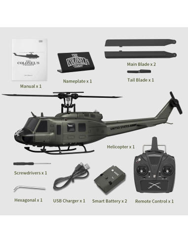 Carmanon UH-1 Helicóptero RC 1/27 con Auto-Flotación