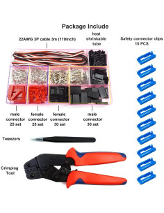 Kit Conectores Macho Hembra + Herramienta Crimpado Elechawk 2