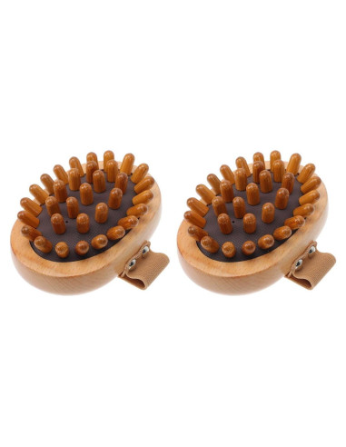 Masajeador Manual FRCOLOR 2 Pcs Cepillo de Madera 11x8cm