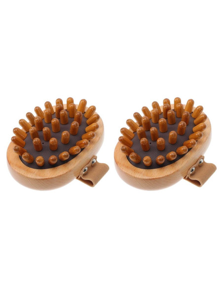 Masajeador Manual FRCOLOR 2 Pcs Cepillo de Madera 11x8cm