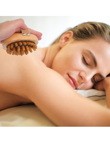 Masajeador Manual FRCOLOR 2 Pcs Cepillo de Madera 11x8cm