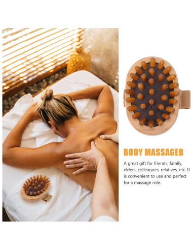 Masajeador Manual FRCOLOR 2 Pcs Cepillo de Madera 11x8cm