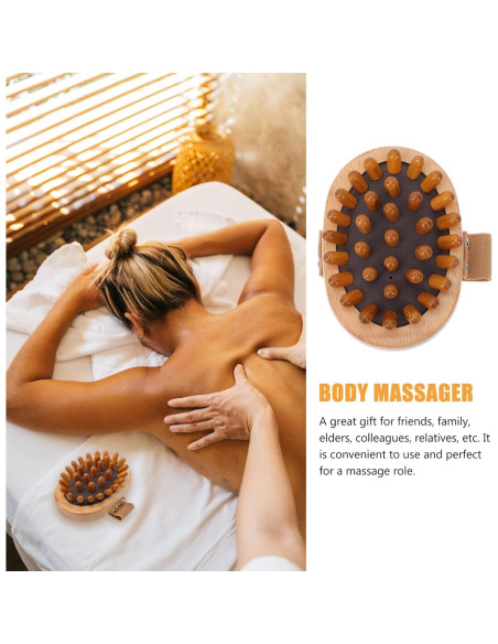 Masajeador Manual FRCOLOR 2 Pcs Cepillo de Madera 11x8cm