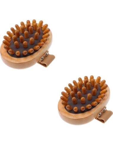 Masajeador Manual FRCOLOR 2 Pcs Cepillo de Madera 11x8cm