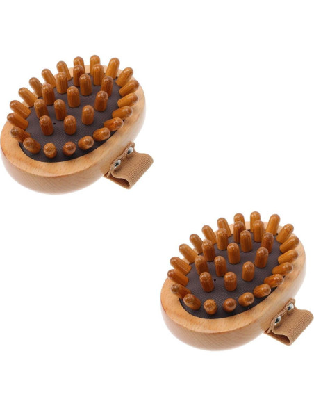 Masajeador Manual FRCOLOR 2 Pcs Cepillo de Madera 11x8cm